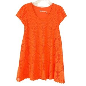 Urban Outiftters Kimchi blu Bright Orange Floral Retro A-line Lace Overlay Dress